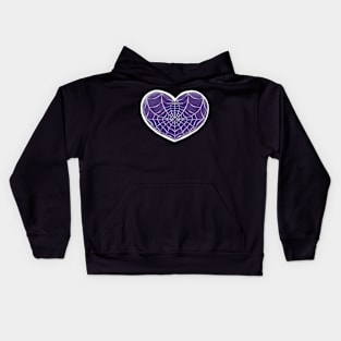 Purple Spider Web Heart Kids Hoodie